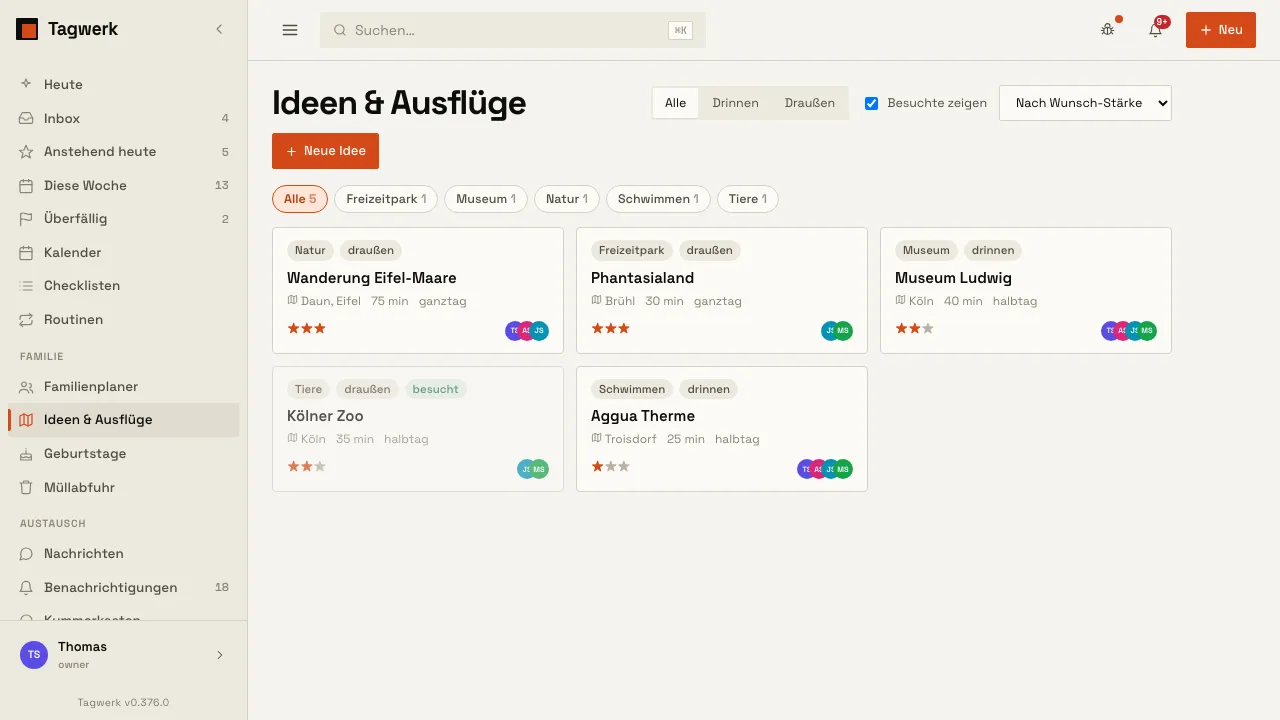 Ideen &amp; Ausflüge mit Wunsch-Stärke und Filtern