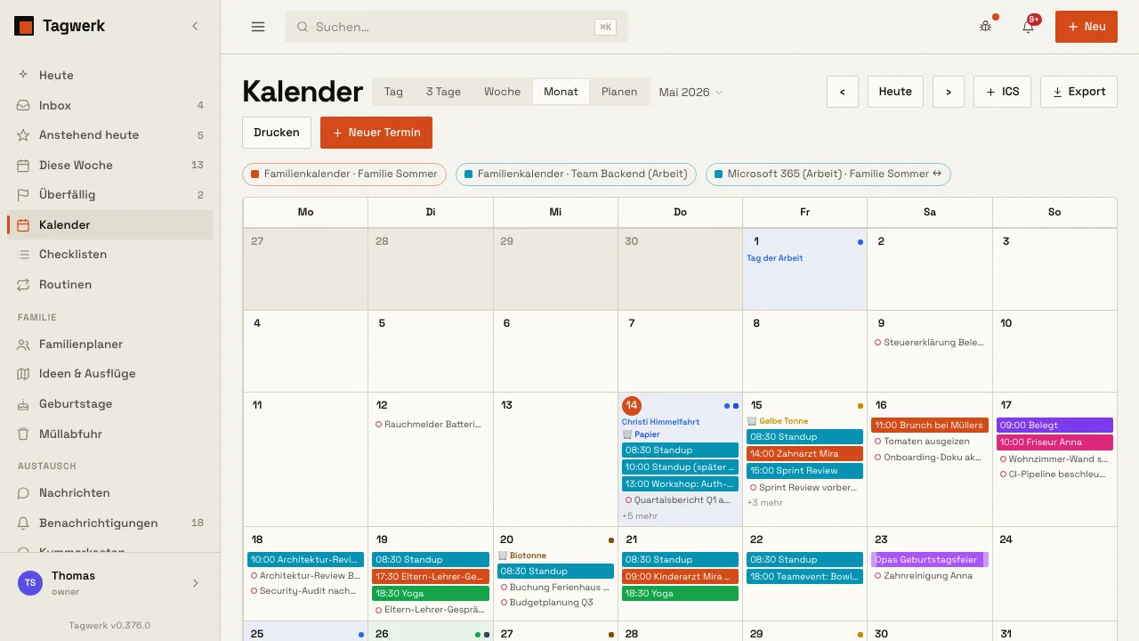 Kalender in der Monatsansicht