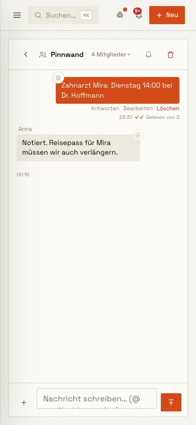 Geöffnete Konversation im Vollbild auf dem Handy