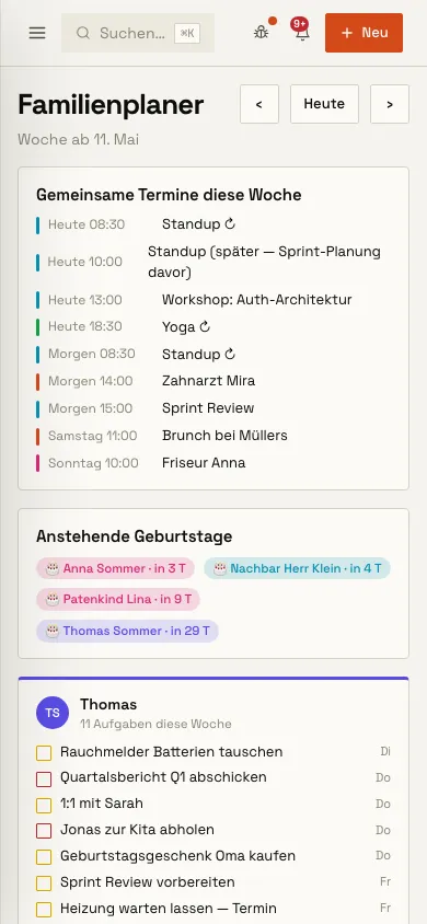 Familienplaner auf dem Handy